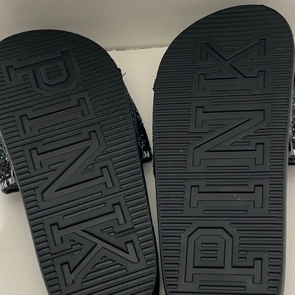 Victoria's Secret PINK Women's Black Purple Glitter Bling Slide Sandal Size 7-8 - Picture 8 of 8